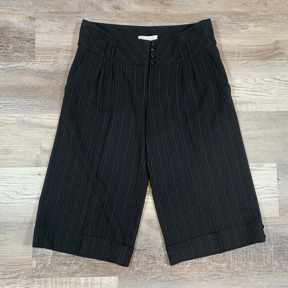 Vintage Y2K Stripe Wide Leg Knee Length Dress Work Shorts Size 6 - Picture 1 of 8